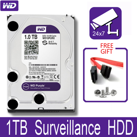 WD-disco duro interno de vigilancia, dispositivo de almacenamiento de 1TB, 3,5 pulgadas, 64M, caché SATA III, 6 Gb/s, 1T, 1000GB, HDD, HD, para CCTV, DVR, NVR ► Foto 1/5