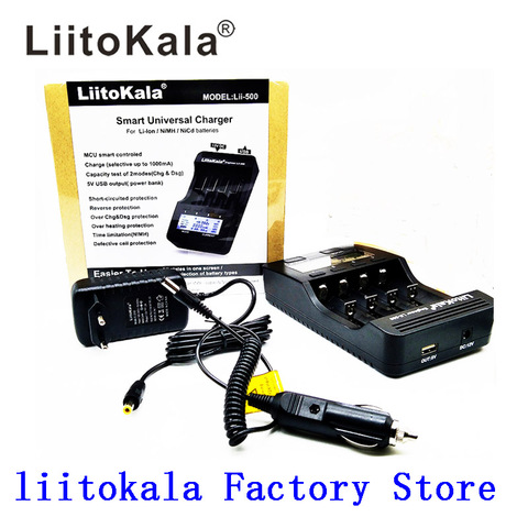 Liitokala lii-500 lii-202 lii-100 lii-402 cargador de batería 3,7 V/1,2 V 18650/26650/16340/18500 batería cargador con pantalla lii500 ► Foto 1/5