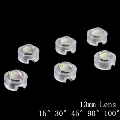 10 Uds 13mm mini lente IR de 15 30 45 60 90 100 grado no tiene soporte para 1W 3W 5W de alta potencia LED diodo convexo colimador Reflector ► Foto 1/6