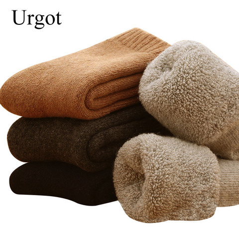 Urgot 5 pares de calcetines de lana para hombres Super gruesa lana Merino calcetines de conejos contra la nieve fría Rusia Invierno Caliente calcetines divertidos felices para hombres ► Foto 1/6