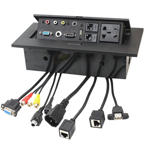 Venta al por mayor caliente nuevo K518 Multimedia escritorio HDMI VGA AV gratis caja de conexión de mesa de conferencias para la Oficina hembra para Brasil ► Foto 1/6