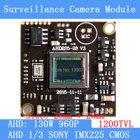 Módulo de placa de cámara AHD 960P 1200TVL1.3MP PCB para cámara CCTV, placa de cámara de color SONY IMX225 de 1/3 pulgadas, baja 0.001lux, 28*28mm ► Foto 1/6