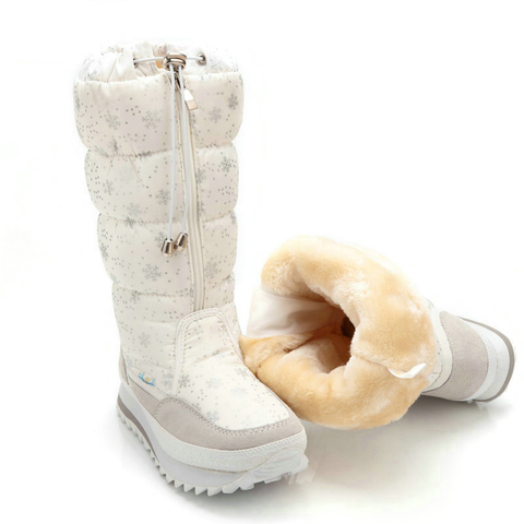 Botas altas de nieve de felpa para mujer, zapatos cálidos de talla grande, 35 a 42, calzado de invierno con cremallera blanca para chica, 2022 ► Foto 1/6