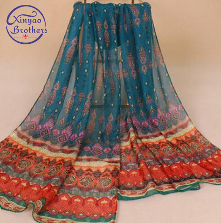 2022 nueva llegada India flores de playa bohemias impreso bufanda de gasa bufandas largas para mujeres abrigo chal estola 160x50 cm ► Foto 1/5