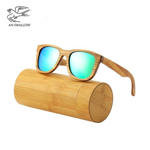 AN SWALLOW-Gafas De Sol polarizadas De madera De cebra para hombre, lentes De Sol polarizadas hechas a mano, De bambú, nuevas 100% ► Foto 1/6