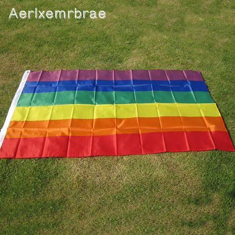 Envío Gratis, bandera del arco iris Aerlxemrbrae, 3x5 pies, Bandera de poliéster, Orgullo Gay, banderas de paz, orgullo lésbico, banderines de paz ► Foto 1/4