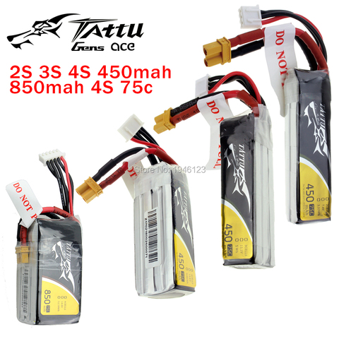 TATTU batería LiPo 2 S 3 S 4S 450 mAh 850 mAh 45C 75C XT30 macho la violencia de litio Li- polímero de Quadcopter de la batería para FPV Racing Drone ► Foto 1/6