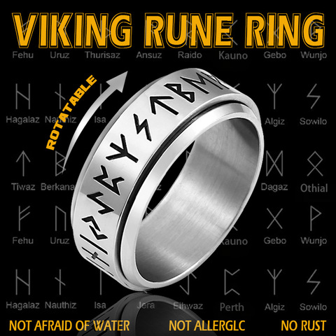 Anillo de amuleto vikingo Beier 316L de acero inoxidable de gran calidad, personaje runa, símbolo de Odin para joyería de moda escandinava LR-R131 ► Foto 1/5
