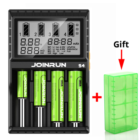 Joinrun S4 Pantalla LCD cargador de batería Inteligente li-ion 18650 14500 16340 26650 AAA AA DC 12 V Cargador de Batería Inteligente ► Foto 1/6