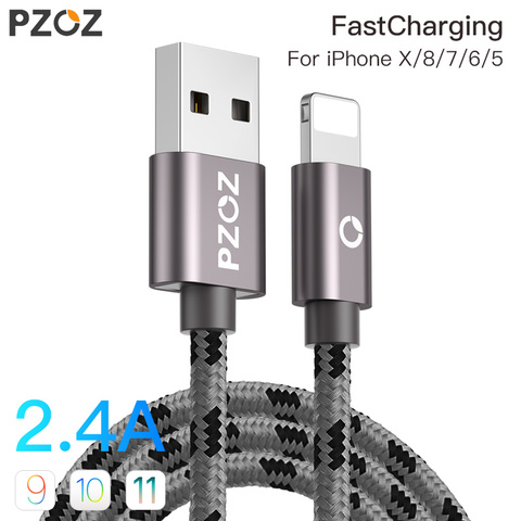 PZOZ-Cable USB de carga rápida para móvil, Cable de datos de 8 pines para iphone Xs MAX 6 plus 7 6s X 5 se ipad ► Foto 1/6