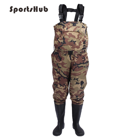 SPORTSHUB Durable pesca botas al aire libre de pesca con mosca de pie camuflaje impermeable de pesca botas pantalones FT0081 ► Foto 1/3