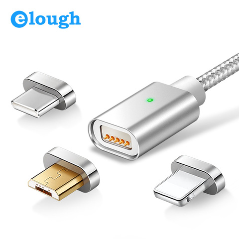 Elough-Cable magnético E04 para iPhone, Samsung y Xiaomi, Cable Micro USB tipo C de carga rápida, cargador magnético para teléfono móvil ► Foto 1/6