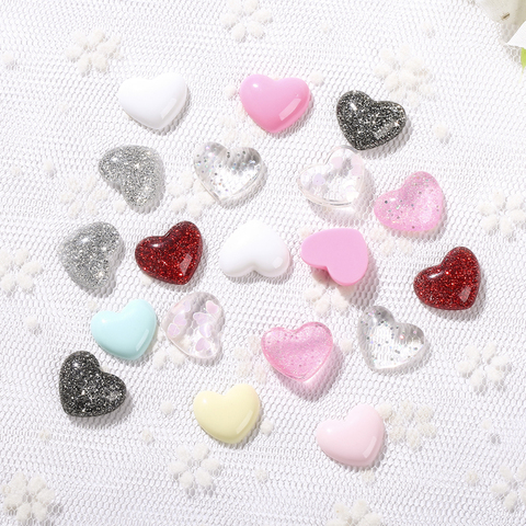 Corazón brillante de resina para decoración del pendiente DIY, corazón brillante de 9x11mm, 30 Uds. ► Foto 1/5