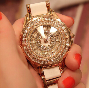 2022 nuevo reloj de moda para mujer, reloj de pulsera de diamantes de cristal de oro rosa de lujo, reloj de cerámica con correa, reloj de diamantes de imitación para mujer ► Foto 1/1