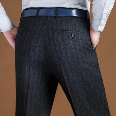 Icsars-pantalones de lana holgados para hombre, traje Formal y liso clásico, ropa de negocios, color negro, talla 42 a 44, novedad de 2022 ► Foto 1/6