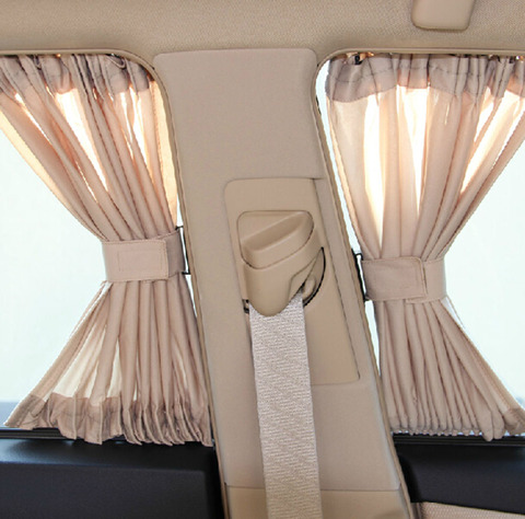 Cortina de ventana retráctil de aluminio para ventanas traseras delanteras de coche-Beige (paquete de 2) ► Foto 1/6