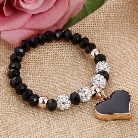 ZOSHI-pulsera de cristal con mariposas para mujer, brazalete con corazón elástico, hecho a mano ► Foto 1/6