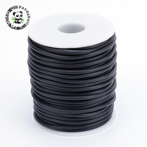 Cordón de goma Tubular de PVC negro sólido, accesorios de joyería sin agujero para bricolaje de 2mm, 3mm, 4mm, 5mm, aproximadamente 10m-30m/rollo ► Foto 1/5