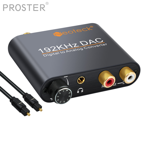 PROZOR Digital a convertidor de Audio analógico RCA 3,5mm Jack Coaxial Toslink a estéreo analógico 192kHz Adaptador convertidor de aluminio DAC ► Foto 1/6