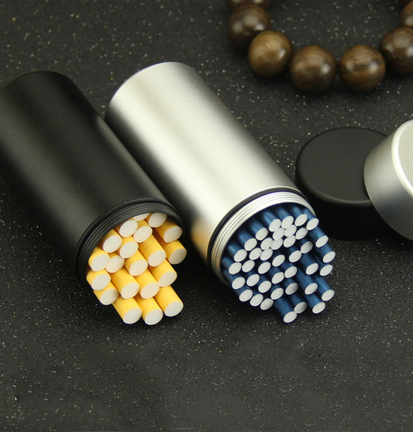 Caja de aluminio para cigarrillos, Recipiente cilíndrico portátil de 118mm x 45mm, impermeable y sellado ► Foto 1/6