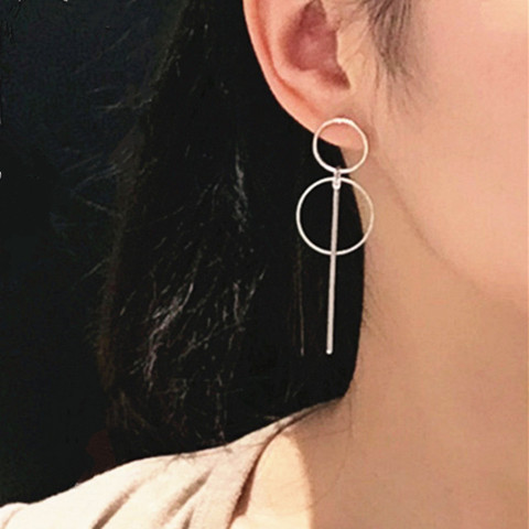 Simple coreano largo estilo borla colgante tamaño círculo pendientes para mujer chicas punk metal geométrico pendiente joyería perrty bijoux ► Foto 1/6