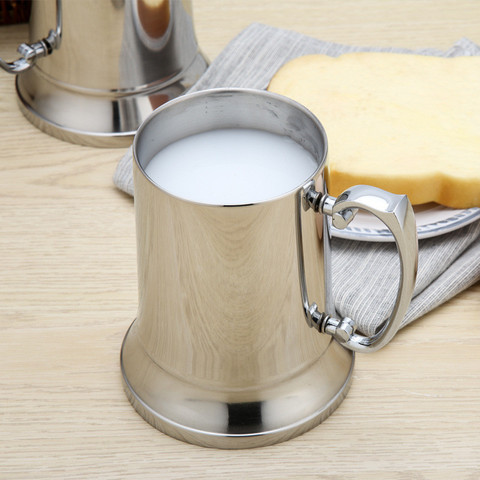 Jarra de cerveza de doble pared de acero inoxidable Tankard Steel taza de cóctel para el desayuno tazas con asa taza de café herramientas para Bar ► Foto 1/6