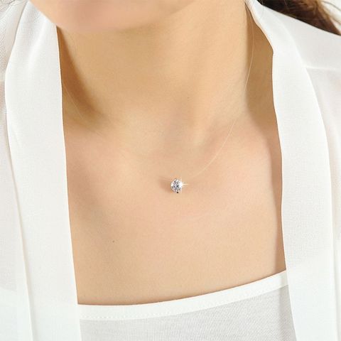 Collar con colgante de hilo de pesca Invisible para mujer y niña, gargantilla de piedra de circón transparente, regalo de joyería, Gargantilla 2022 ► Foto 1/5