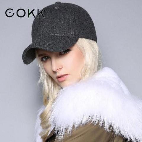 COKK-gorra de béisbol de lana con Cierre trasero para hombre y mujer, gorro grueso y cálido para invierno, Unisex ► Foto 1/6