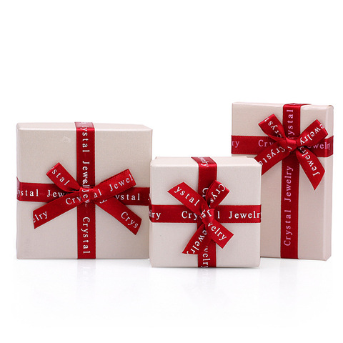 DoreenBeads joyería cajas de papel Color Beige rojo cinta Bowknot para embalaje de la joyería de regalo de pendiente de collar de 1 unidades ► Foto 1/6