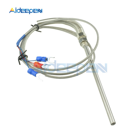 Cables de termopar PT100, de acero inoxidable, RTD Pt100, sonda del sensor de temperatura, Cable de rosca M8, longitud 1 M/2 M con 3 cables ► Foto 1/5