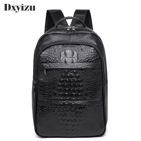 Mochila De piel de cocodrilo para hombre, morral de piel auténtica de alta calidad, a la moda ► Foto 1/6