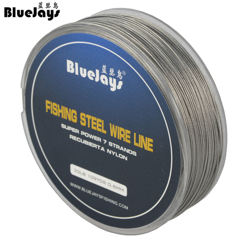 BlueJays 100 M pesca cable de acero líneas de pesca max power 7 hebras super suave líneas de alambre cubierta con plástico impermeable nuevo ► Foto 1/6
