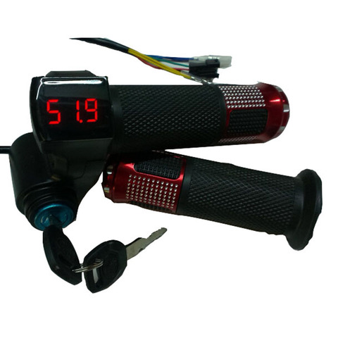 Interruptor de manillar para bicicleta eléctrica, acelerador bici eléctrica con batería, pantalla LCD, 12V/24V/36V/48V/60V/72V ► Foto 1/6