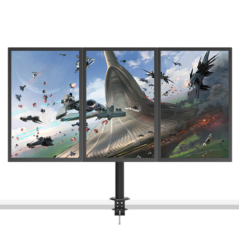 Soporte de Monitor LCD LED de Triple pantalla resistente, sujeción de escritorio, montaje de 3 monitores de movimiento completo, brazo de soporte ► Foto 1/1