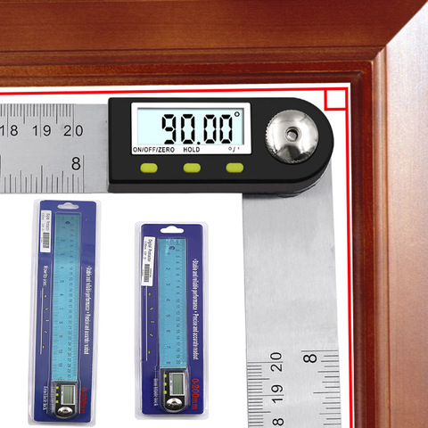 Medidor de buscador de ángulo Digital de 0-300mm medidor de goniómetro LCD de acero inoxidable de 0-360 grados ► Foto 1/6