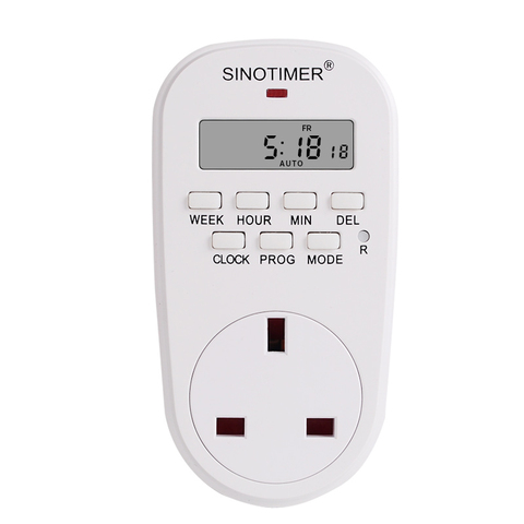 Enchufe de Reino Unido británico Salida 7 días a la semana Digital programable enchufe interruptor temporizador tiempo de reloj de pared de CA 230V 220V 50Hz ► Foto 1/1