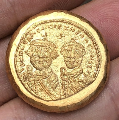 Bizancio imperio Solidus 626-629 copia monedas 21MM ► Foto 1/2