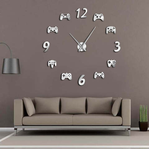Controladores de videojuegos DIY Reloj de pared grande decoración de sala de juegos diseño moderno reloj gigante de pared juego niños habitación Reloj de pared ► Foto 1/6
