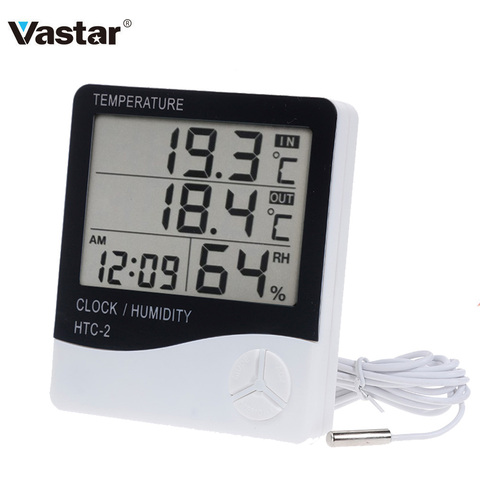 Vastar Digital LCD termómetro higrómetro electrónico medidor de humedad de temperatura estación meteorológica Indoor Outdoor Tester HTC-2 ► Foto 1/6