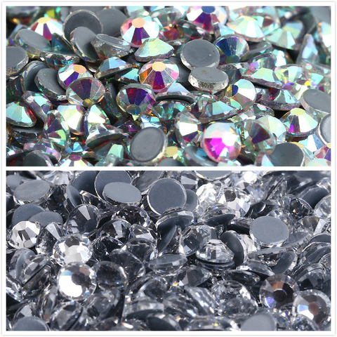 Todos los tamaños AAAAA calidad cristal plano AB diamantes de imitación de fijación caliente, cristal Strass Hotfix hierro en diamantes de imitación para ropa de tela ► Foto 1/3