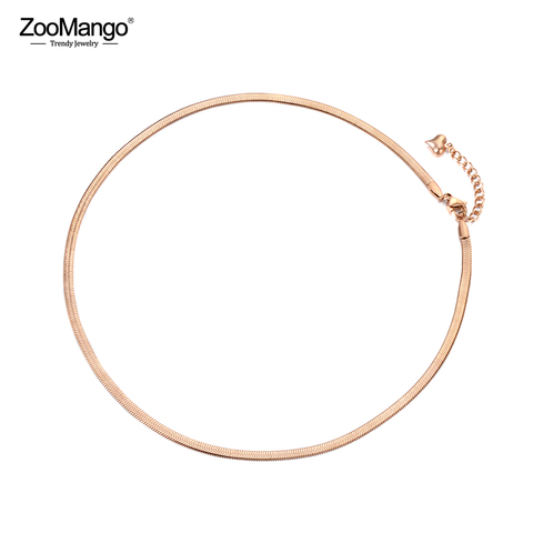 ZooMango-collar de cadena de serpiente de acero inoxidable y titanio para mujer, joyería sencilla de estilo de oficina, regalo de Navidad ZN18065 ► Foto 1/6