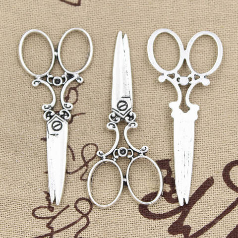 5 uds Charms tijeras de coser 61x25mm ajuste para hacer colgantes antiguos, color plata Vintage bronce tibetano, joyería artesanal DIY ► Foto 1/3