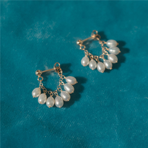 Pendientes de perlas naturales hechas a mano para mujer, aretes rellenos de oro, joyería Vintage para fiesta, pendientes para mujer ► Foto 1/5