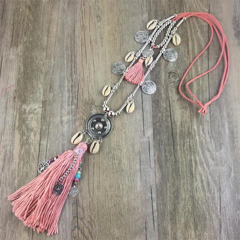 Nueva moda Boho todo-fósforo suéter cadena collar borla aleación alrededor de colgantes largos para mujer joyería regalo ► Foto 1/5