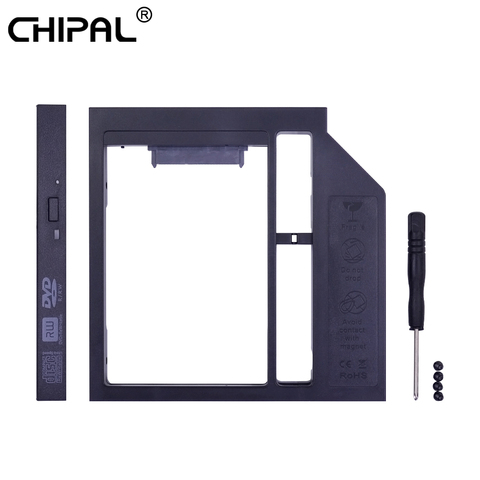 CHIPAL Universal Plastic 2nd HDD Caddy 3,0mm SATA 12,7 para 2,5 ''7/9mm 12,5 SSD caja carcasa adaptador DVD-ROM Optibay ► Foto 1/6
