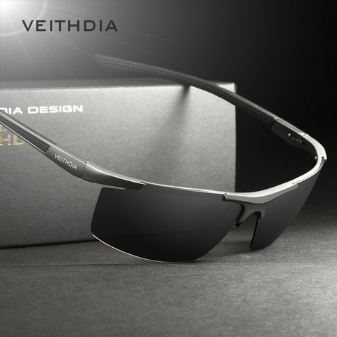 VEITHDIA-gafas de sol polarizadas de aluminio y magnesio 2022 para hombre, lentes de sol masculinas con revestimiento semisin montura, accesorios para gafas 6588 ► Foto 1/6