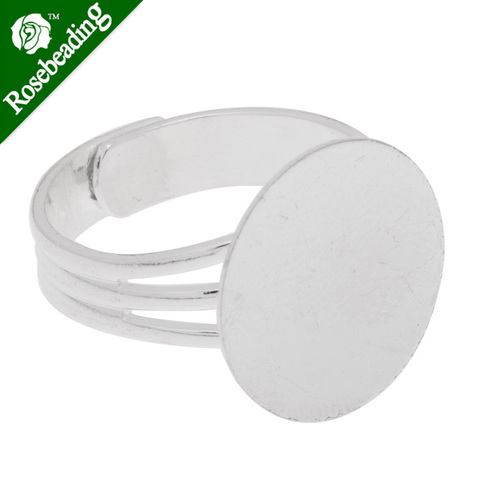 Almohadilla de 16mm Chapado en plata anillo ajustable Base en blanco, anillo ajustable en blanco, vendido 20 piezas/lot-C3659 ► Foto 1/1