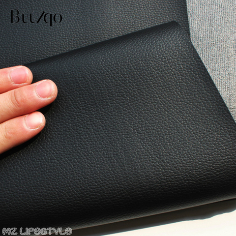 Buulqo-Tela de cuero de imitación de cuero de PVC para coser, 50x68cm, negro, cuero artificial, para bolsa DIY, 0,6mm ► Foto 1/1