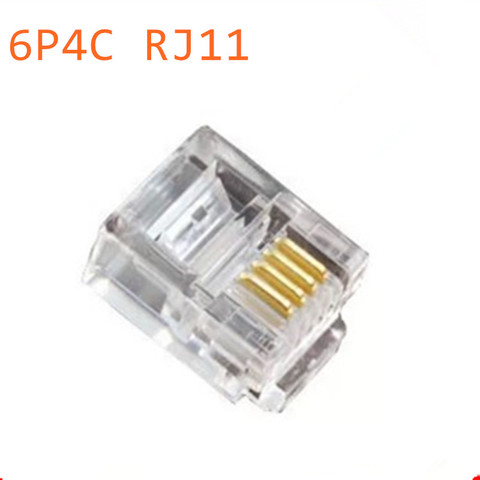 50 Uds. De cristal de conector RJ11 6P4C, conector de red chapado en oro, 6P4 Core, cabeza de cristal de teléfono ► Foto 1/1