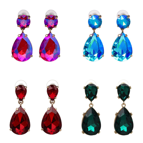 JURAN-pendientes de cristal de lujo para mujer, joyería en 24 colores, aretes de gota de agua Maxi para boda ► Foto 1/6
